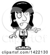 Cartoon Black And White Lineart Doodled Metal Head Guy Angrily Pointing The Finger