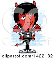 Clipart Of A Cartoon Doodled Confident Devil With Hands On His Hips Royalty Free Vector Illustration