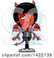 Clipart Of A Cartoon Doodled Depressed Devil Royalty Free Vector Illustration