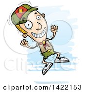 Poster, Art Print Of Cartoon Doodled Boy Scout Jumping For Joy