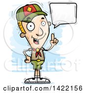 Poster, Art Print Of Cartoon Doodled Boy Scout Holding Up A Finger And Talking