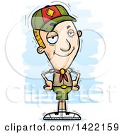 Poster, Art Print Of Cartoon Doodled Confident Boy Scout With Hands On His Hips