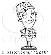 Poster, Art Print Of Cartoon Black And White Lineart Doodled Confident Boy Scout With Hands On His Hips
