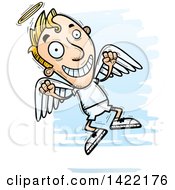 Poster, Art Print Of Cartoon Doodled Male Angel Jumping For Joy
