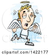 Poster, Art Print Of Cartoon Doodled Exhausted Male Angel Running