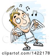 Poster, Art Print Of Cartoon Doodled Male Angel Dancing To Music