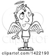 Poster, Art Print Of Cartoon Black And White Lineart Doodled Male Angel Angrily Pointing A Finger