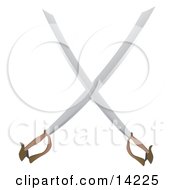 Pair Of Swords Crossed Clipart Illustration