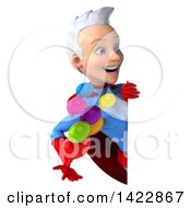 Clipart Of A 3d Young White Haired Caucasian Female Super Hero In A Blue And Red Suit On A White Background Royalty Free Vector Illustration