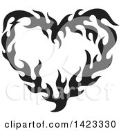 Black Fire Flame Love Heart Design Element