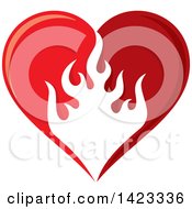 Red Flame Love Heart Design Element
