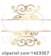 Clipart Of A Gradient Ornate Fancy Golden Floral Frame Design Element Royalty Free Vector Illustration