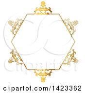 Poster, Art Print Of Gradient Ornate Fancy Golden Floral Frame Design Element