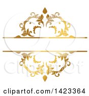 Clipart Of A Gradient Ornate Fancy Golden Floral Frame Design Element Royalty Free Vector Illustration