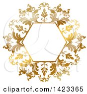Clipart Of A Gradient Ornate Fancy Golden Floral Frame Design Element Royalty Free Vector Illustration by KJ Pargeter