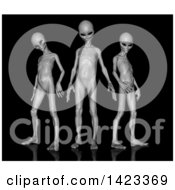 Poster, Art Print Of 3d Group Of Aliens Over Black