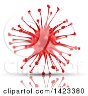 Clipart Of A 3d Red Virus Cell On A Reflective White Background Royalty Free Illustration by KJ Pargeter