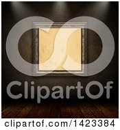 Clipart Of A 3d Frame On A Grungy Wall Over Wood Flooring Royalty Free Illustration by KJ Pargeter