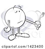 Clipart Of A Cartoon Moodie Character Holding A Fork Fork It Over Over Purple Strokes Royalty Free Vector Illustration