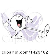 Poster, Art Print Of Cartoon Happy Moodie Character Taking A Big Step Over Purple Strokes