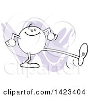 Clipart Of A Cartoon Confident Moodie Character Taking A Big Step Over Purple Strokes Royalty Free Vector Illustration