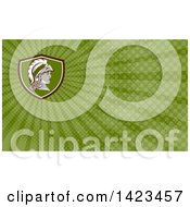 Clipart Of A Profile Portrait Of The Roman Goddess Of Wisdom Minerva Or Menrva Wearing A Helmet And Laurel Crown And Green Rays Background Or Business Card Design Royalty Free Illustration