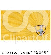 Poster, Art Print Of Retro Cartoon White Handy Man Or Mechanic Holding A Spanner Wrench And Yellow Rays Background Or Business Card Design