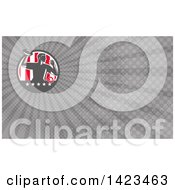 Clipart Of A Retro Male Flag Football Player Passing And Gray Rays Background Or Business Card Design Royalty Free Illustration