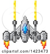 Retro 8 Bit Pixel Art Video Game Styled Spaceship