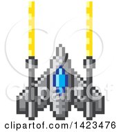 Clipart Of A Retro 8 Bit Pixel Art Video Game Styled Spaceship Royalty Free Vector Illustration