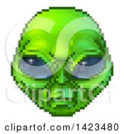 Retro 8 Bit Pixel Art Video Game Styled Alien Face