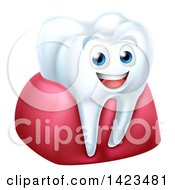 Poster, Art Print Of 3d Happy White Tooth Character In Gums