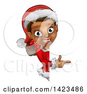 Poster, Art Print Of Black Female Christmas Elf Pointing Around A Sign