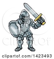 Retro 8 Bit Pixel Art Video Game Styled Knight