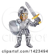 Clipart Of A Happy Black Male Knight In Full Armor Royalty Free Vector Illustration
