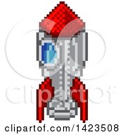 Clipart Of A Retro 8 Bit Pixel Art Video Game Styled Rocket Royalty Free Vector Illustration by AtStockIllustration