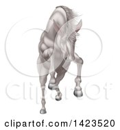 Clipart Of A Rearing Charging Or Jumping White Horse Royalty Free Vector Illustration