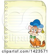 Poster, Art Print Of Ruled Sheet Of Spiral Notebook Paper With A Graduate Cat
