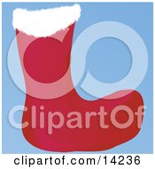 Red Velvet Stocking With White Cotton Trim Christmas Clipart Illustration