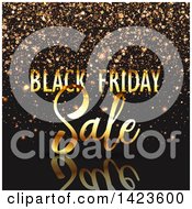 Poster, Art Print Of Black Friday Sale Retail Design In Gold Over Black With Confetti