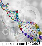 Clipart Of A 3d Colorful Dna Strand Over Gray Royalty Free Illustration