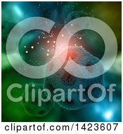 Clipart Of A 3d Medical Background Of Virus Cells Over Blue And Green Royalty Free Illustration