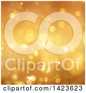 Clipart Of A Festive Background Of Golden Bokeh Flares And Stars Royalty Free Illustration