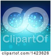 Clipart Of A Blue Background With Lights And Rays Royalty Free Vector Illustration