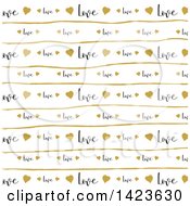 Poster, Art Print Of Gold Heart Line And Love Text Pattern
