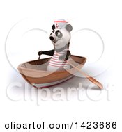 Clipart Of A 3d Sailor Panda Rowing A Boat On A White Background Royalty Free Illustration by Julos