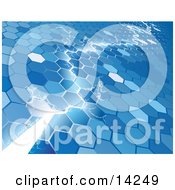Electrical Lightning Bolt Striking Through A Blue Hexagon Background Clipart Illustration by AtStockIllustration #COLLC14249-0021