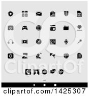 Set Of Black And White Android App Icons Over Gray