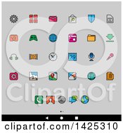Poster, Art Print Of Set Of Colorful Outlined Android App Icons Over Gray