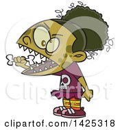 Clipart Of A Cartoon Zombie Girl Eating A Bone Royalty Free Vector Illustration